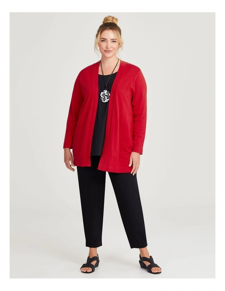 Lightweight Natural Cardigan in Red image 3