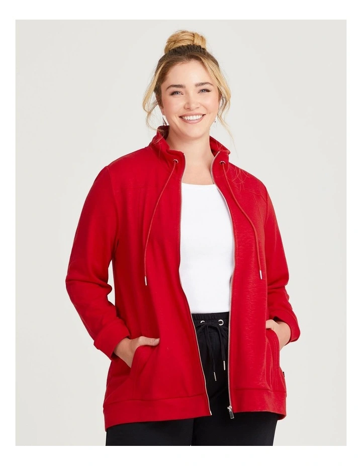 Funnel Neck Active Jacket in Ribbon Red image 1