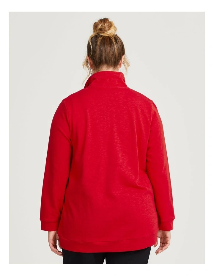 Funnel Neck Active Jacket in Ribbon Red image 2