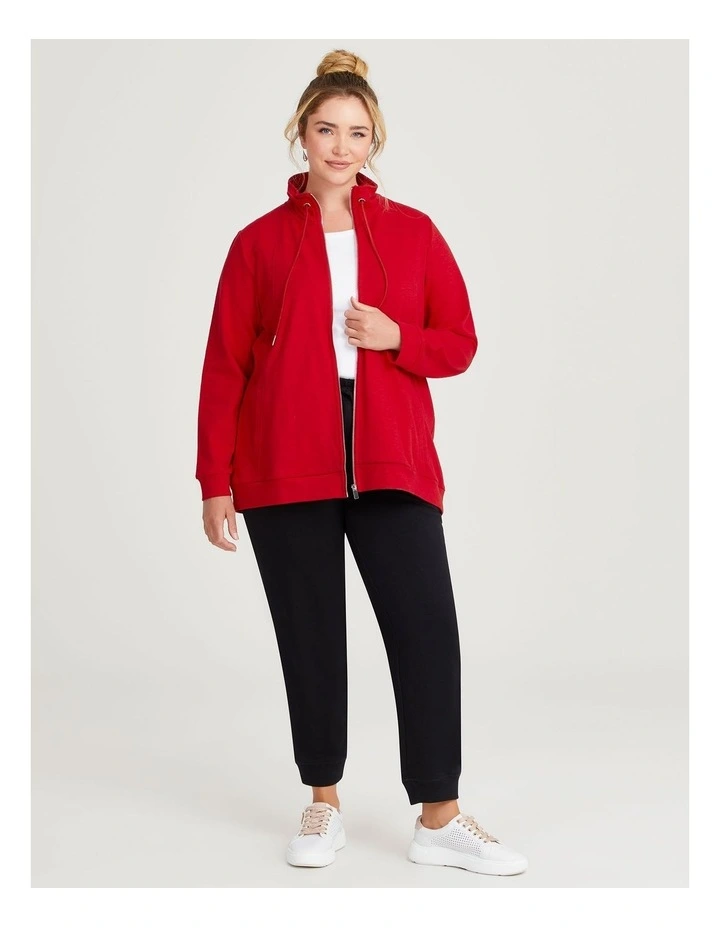 Funnel Neck Active Jacket in Ribbon Red image 4