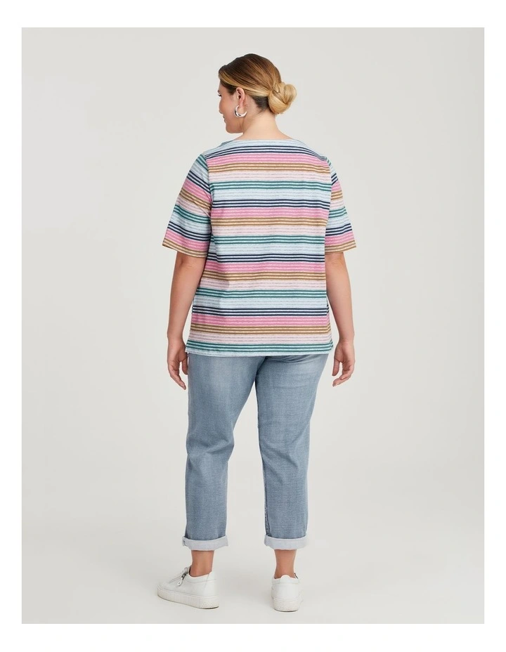 Cotton Stripe T-shirt in Multi Stripe image 2