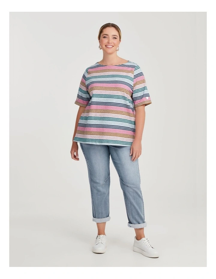 Cotton Stripe T-shirt in Multi Stripe image 3