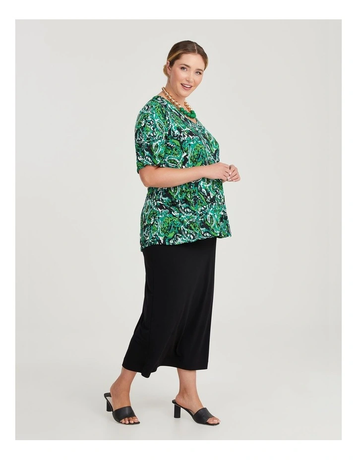 Crushed Print Top in Green Print image 3