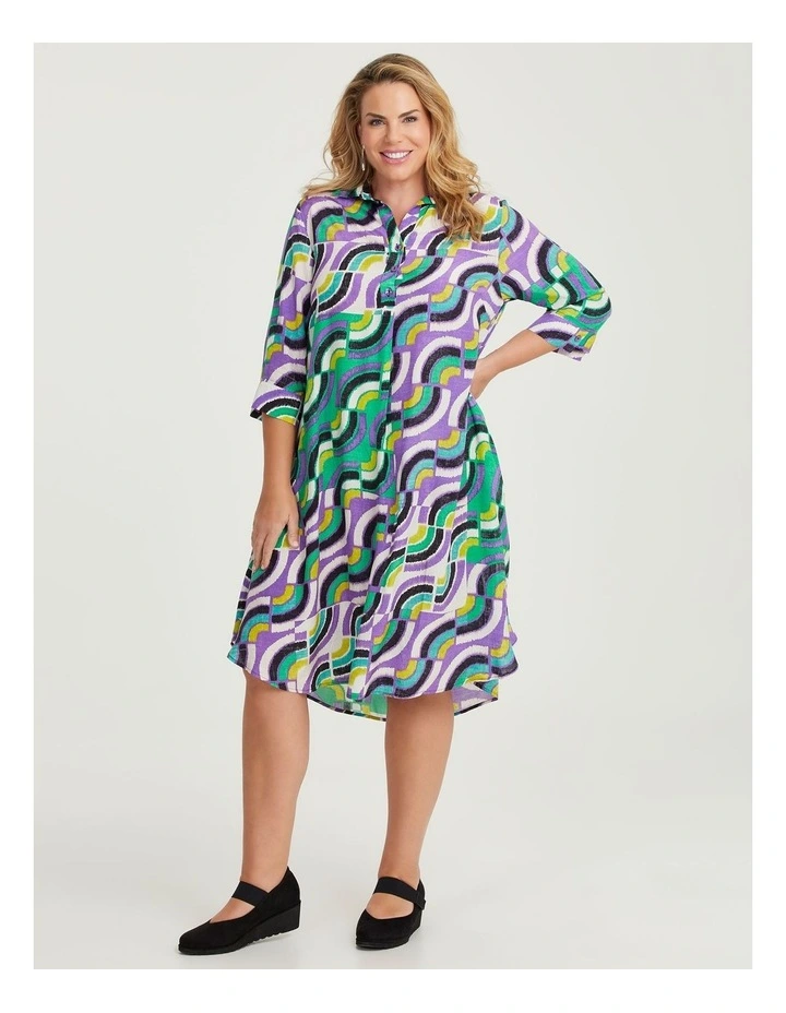 Revival Geo Natural Swing Dress in Print image 1
