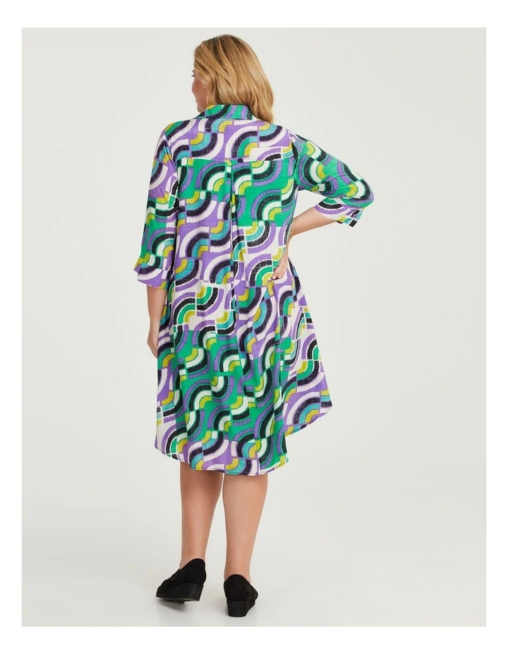 Revival Geo Natural Swing Dress in Print image 2