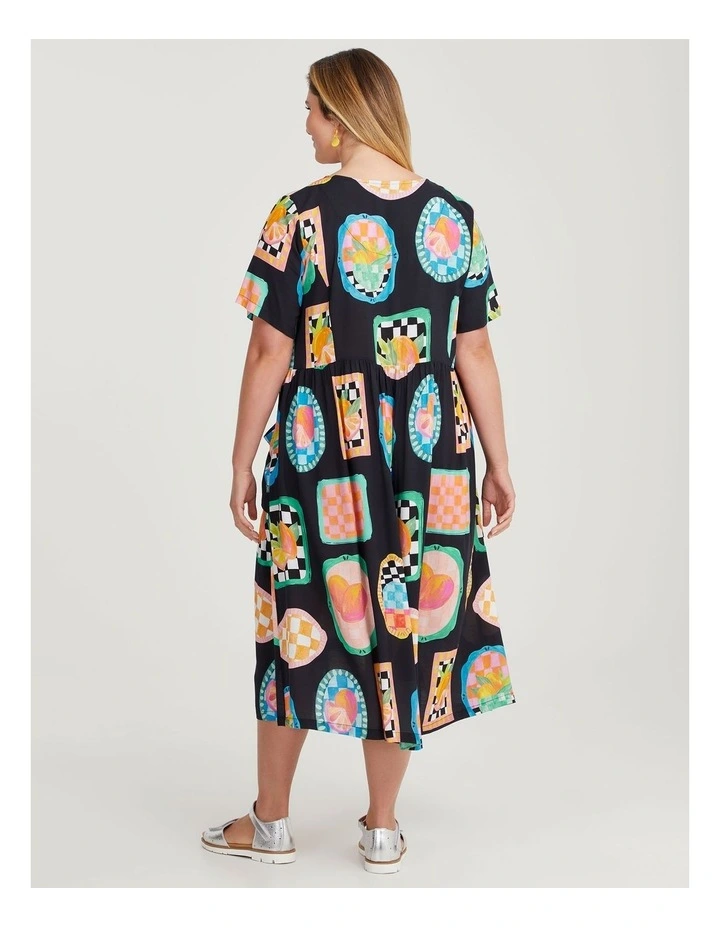 Natural Pocket Midi Dress in Fruit Print image 2