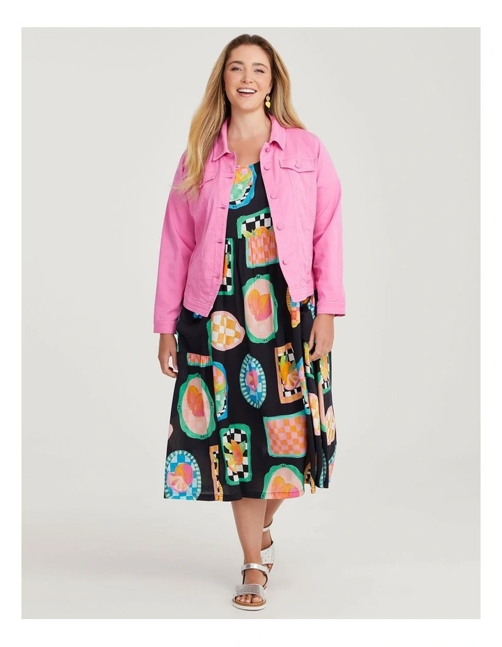 Natural Pocket Midi Dress in Fruit Print image 4