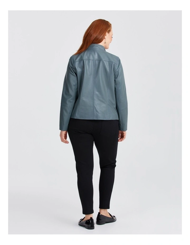 Leather Lottie Panel Jacket in Dark Slate image 2