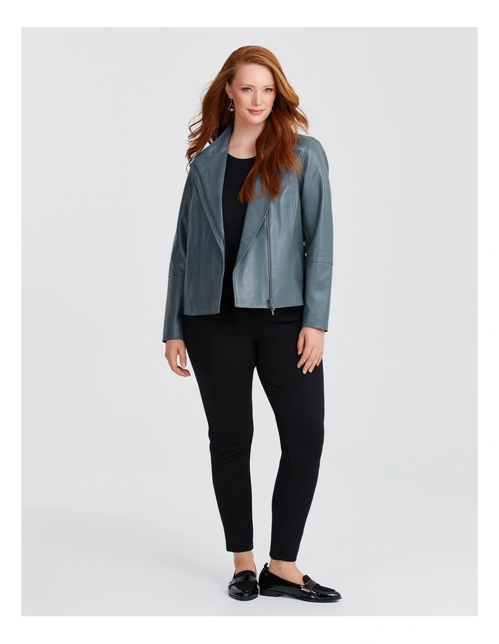 Leather Lottie Panel Jacket in Dark Slate image 3