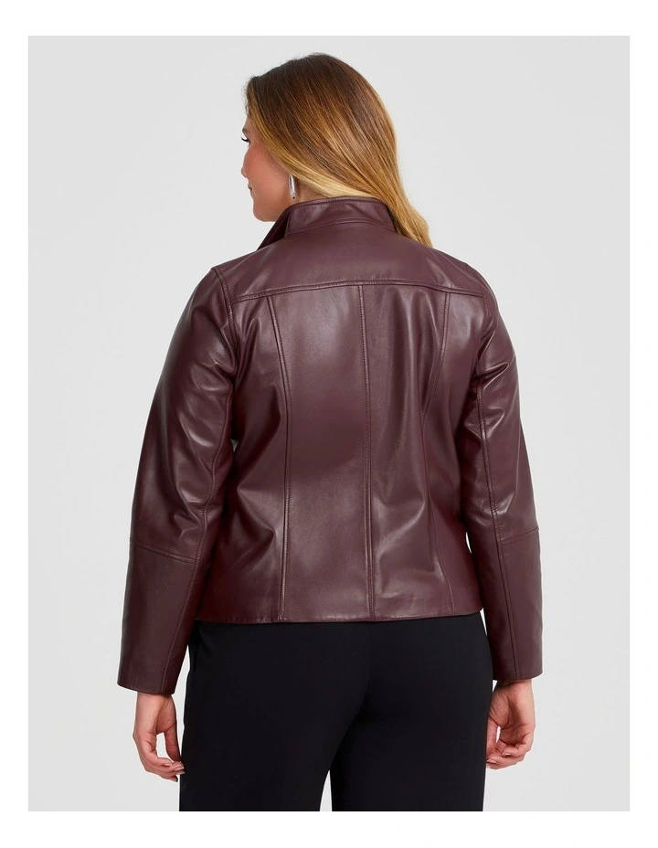 Leather Lottie Panel Jacket in Merlot image 2