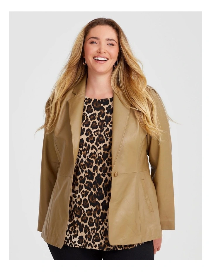 Leather Elsie Blazer in Cinnamon image 3