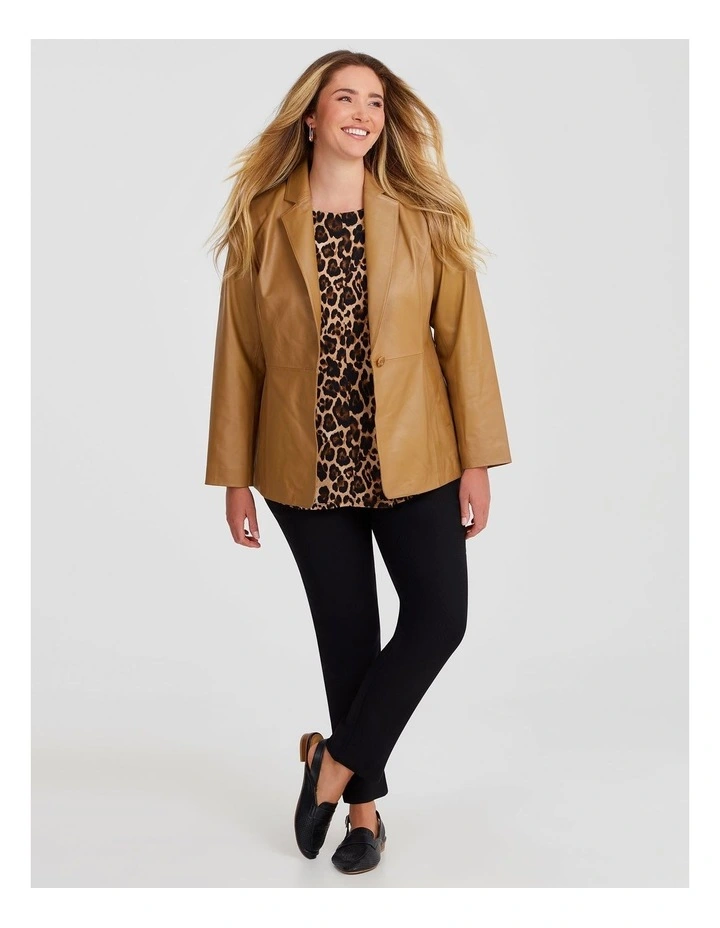 Leather Elsie Blazer in Cinnamon image 4