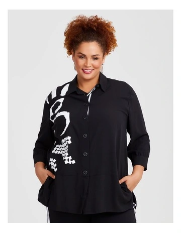 Bamboo Rhea Print Shirt in Black