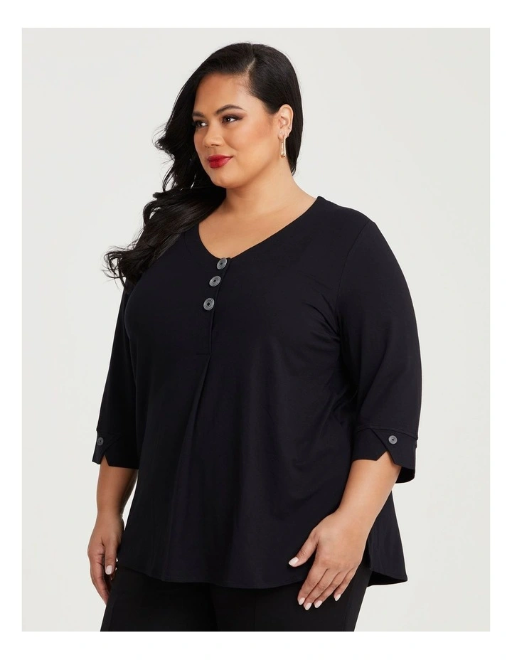 Button Swing Bamboo Top in Black image 1