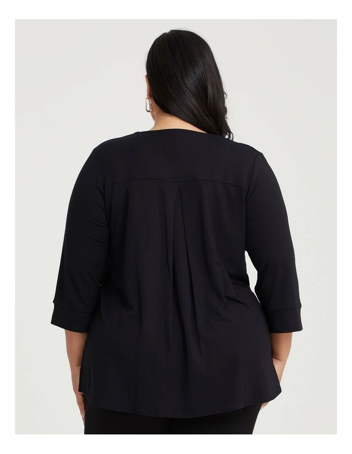 Button Swing Bamboo Top in Black image 2