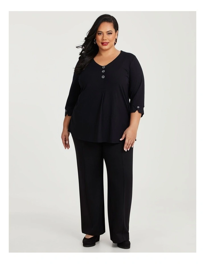 Button Swing Bamboo Top in Black image 3