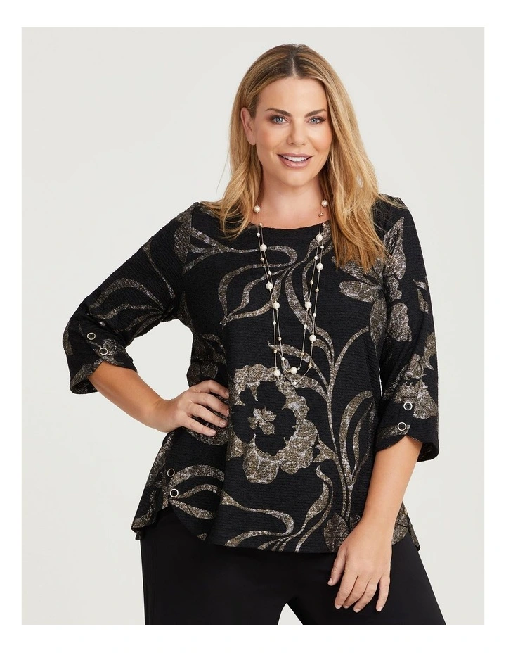 Cleo Foil Rib Top in Multi image 1