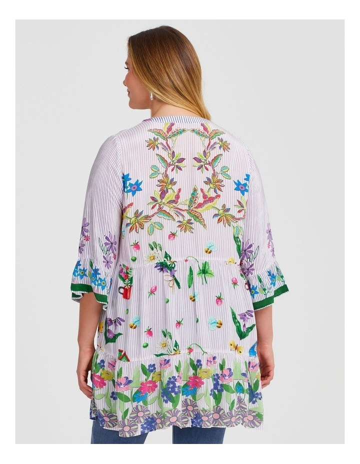 Natural Floral Stripe Tunic in Multi image 2