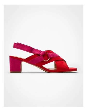 Multicolour Heeled Sandal in Red/Pink