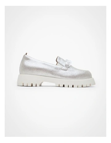 Orthotic Chunky Chain Loafer Silver