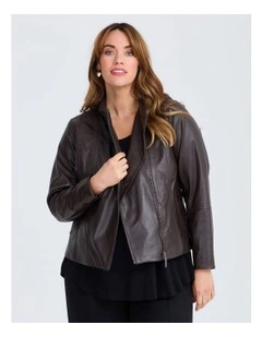 Leather Lottie Panel Jacket in Chocolate
