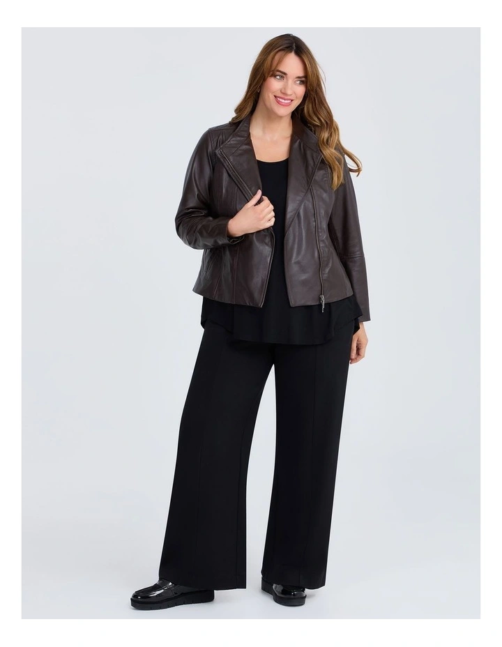 Leather Lottie Panel Jacket in Chocolate image 4
