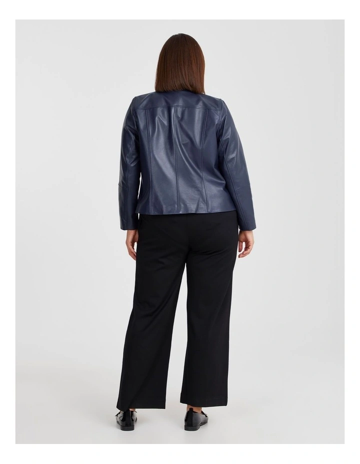 Leather Lottie Panel Jacket in Blue Iris image 2