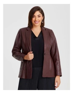 Leather Elsie Blazer in Merlot
