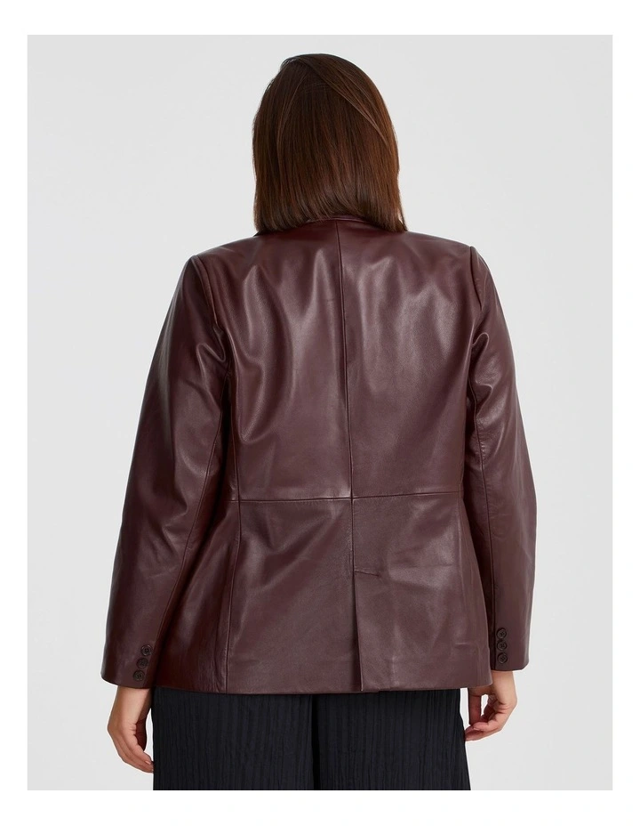 Leather Elsie Blazer in Merlot image 2