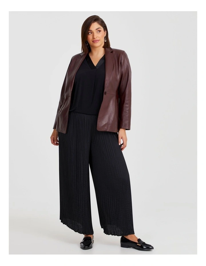 Leather Elsie Blazer in Merlot image 4