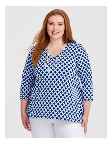 NAVY LATTICE PRINT colour
