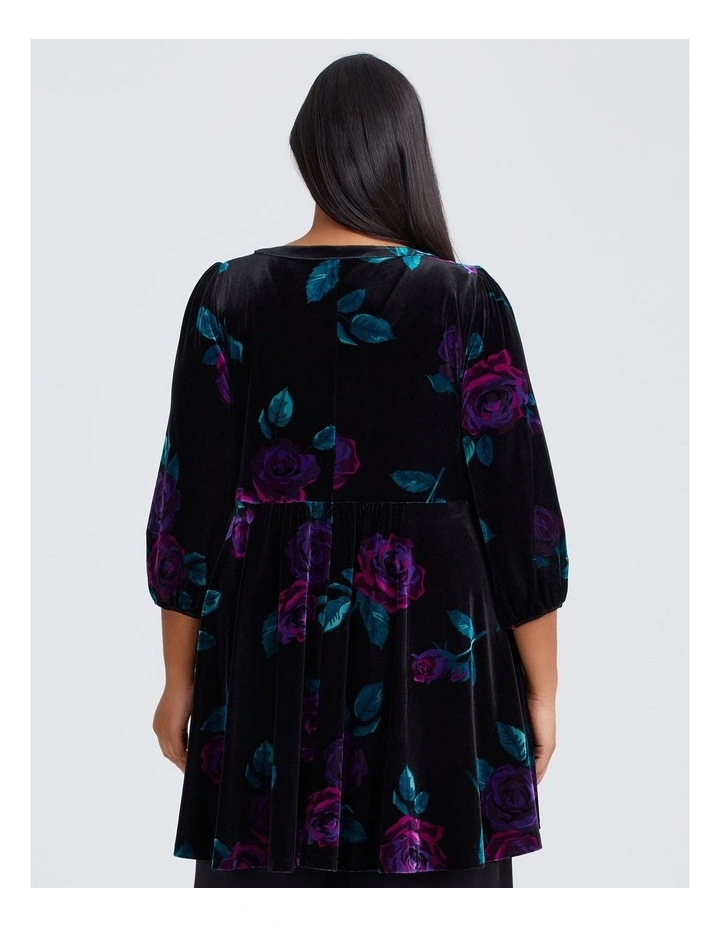 Byzantine Rose Velvet Event Tunic in Black image 2