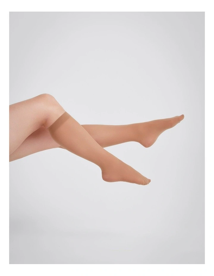 40D Knee High Tights 3 Pack in Nude image 3