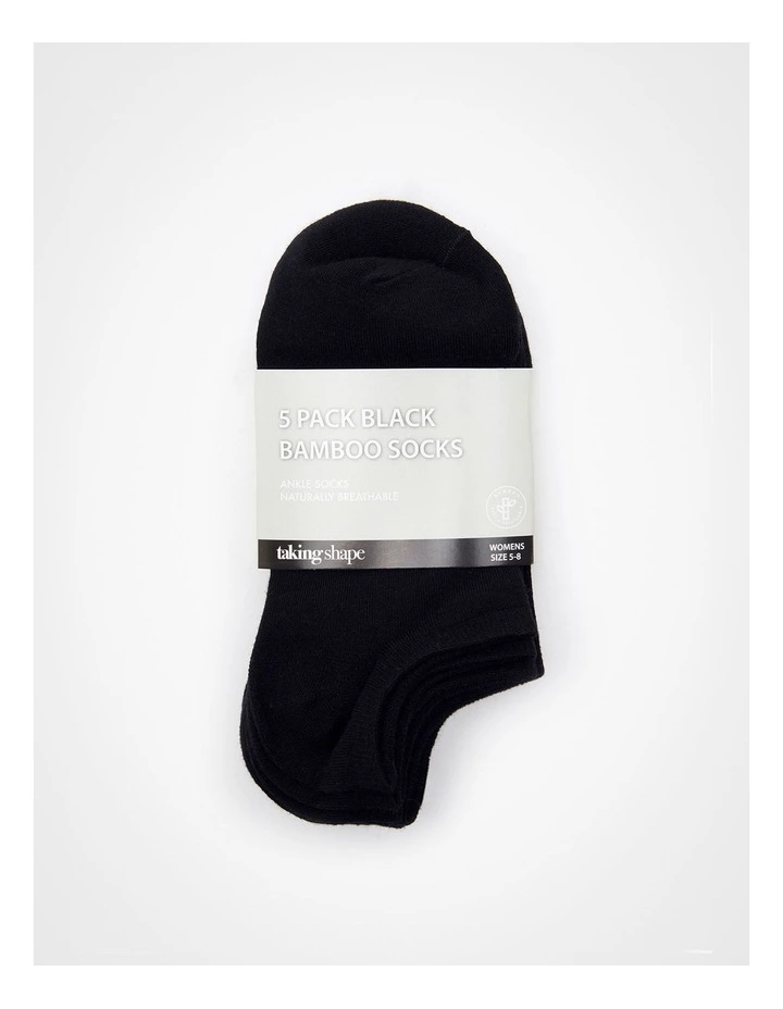 Bamboo Ankle Socks 5 Pack in Black image 2