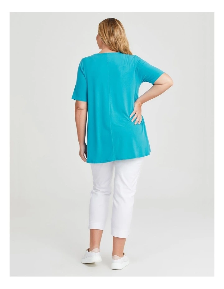 Strive V Neck Short Sleeve Top in Aquamarine image 2