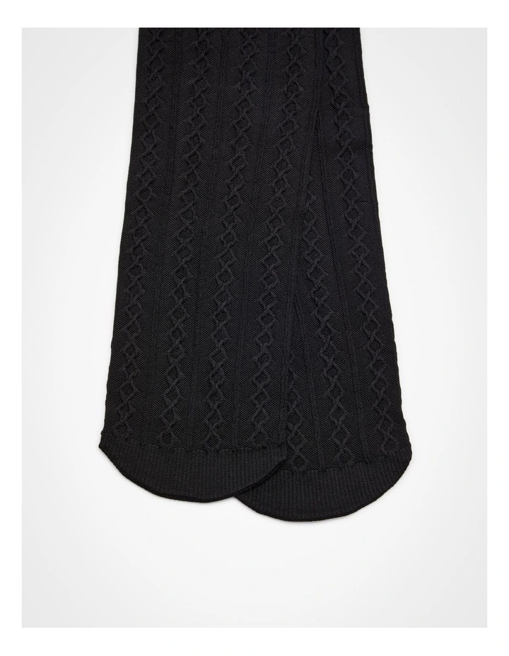 Opaque Cable Knit Tights in Black image 4