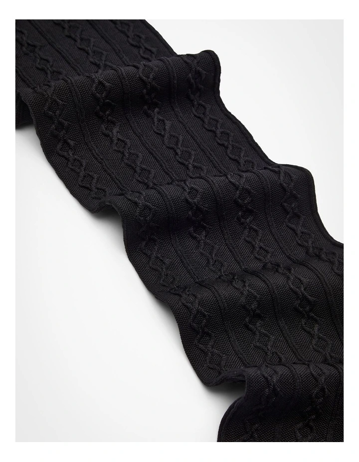 Opaque Cable Knit Tights in Black image 5