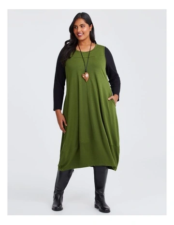 Natural Halo Sleeveless Dress in Greenery