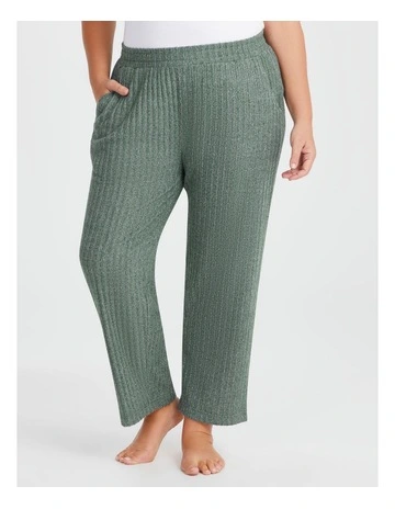 Cosy Rib Lounge Pant in Duck Green