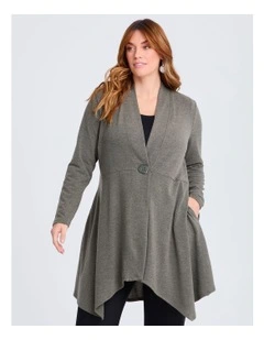 Snug Long Line Cardigan Dark Olive