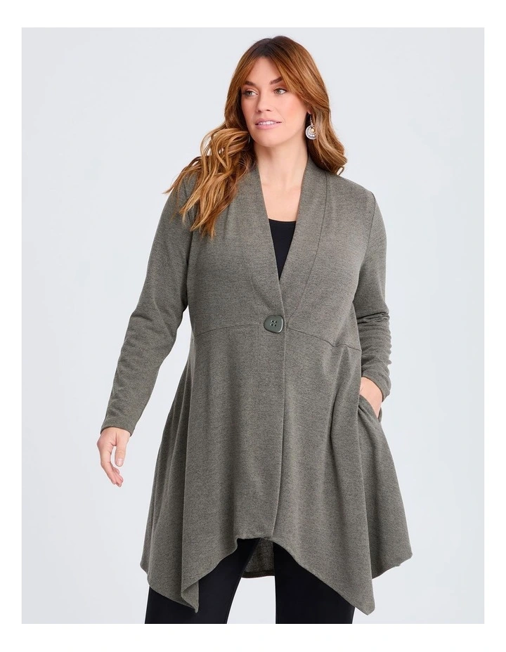 Snug Long Line Cardigan Dark Olive image 1