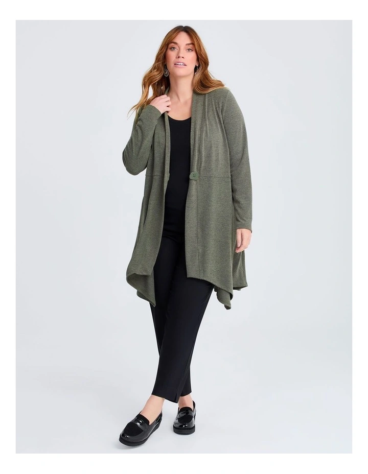 Snug Long Line Cardigan Dark Olive image 4