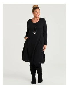 Long Sleeve Snug Dress in Black