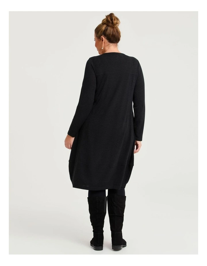 Long Sleeve Snug Dress in Black image 2