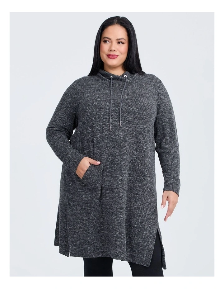 Cowl Pocket Dress Charcoal Marle image 1