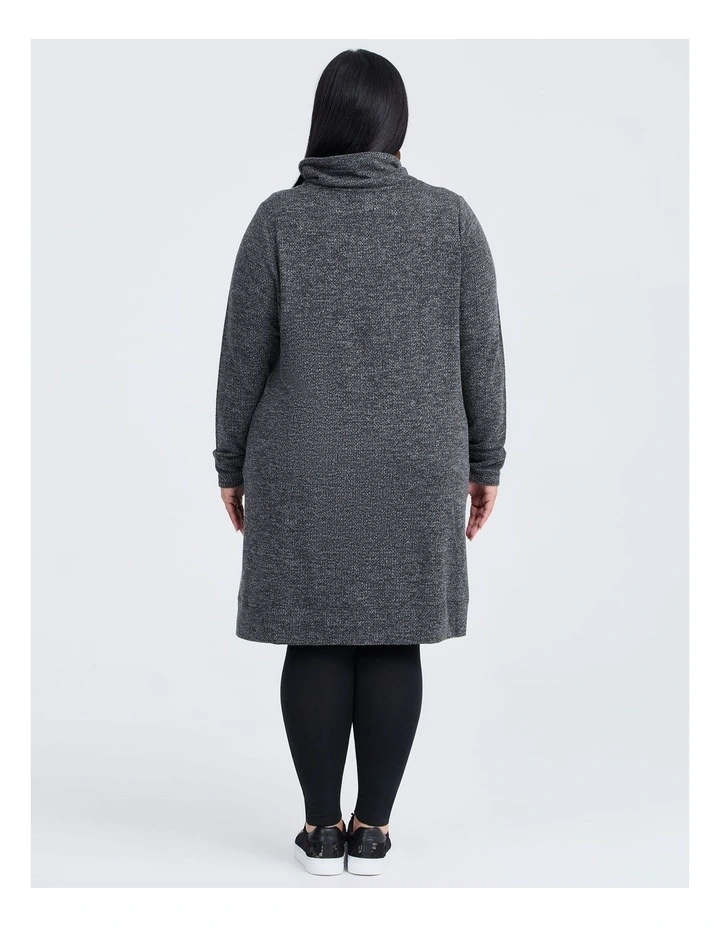 Cowl Pocket Dress Charcoal Marle image 2