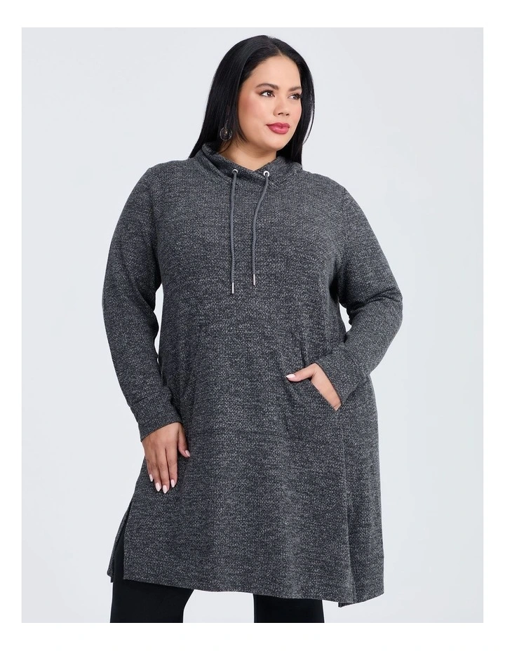 Cowl Pocket Dress Charcoal Marle image 3