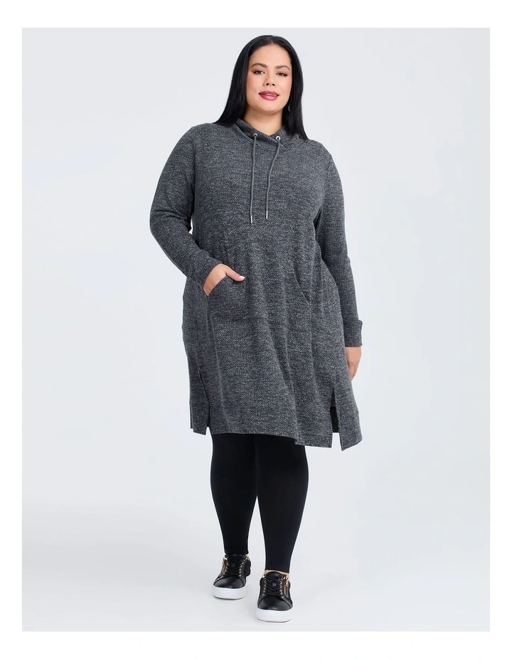 Cowl Pocket Dress Charcoal Marle image 4