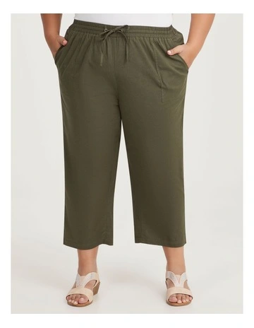 Cotton Linen Culotte in Olive