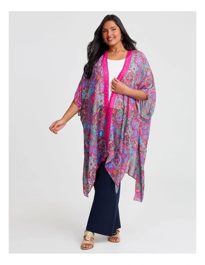 Mosaic Print Cape in Multi image 1